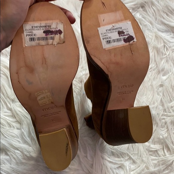 Maje Suede Elasticised Carmel Booties sz 36 - Picture 7 of 8